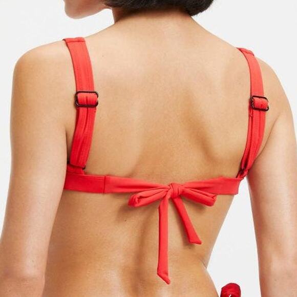 GOOD AMERICAN Bikini Sexy Boost Top Sculpt Good Waist Bright Poppy XS (0) b NWT - Picture 4 of 9